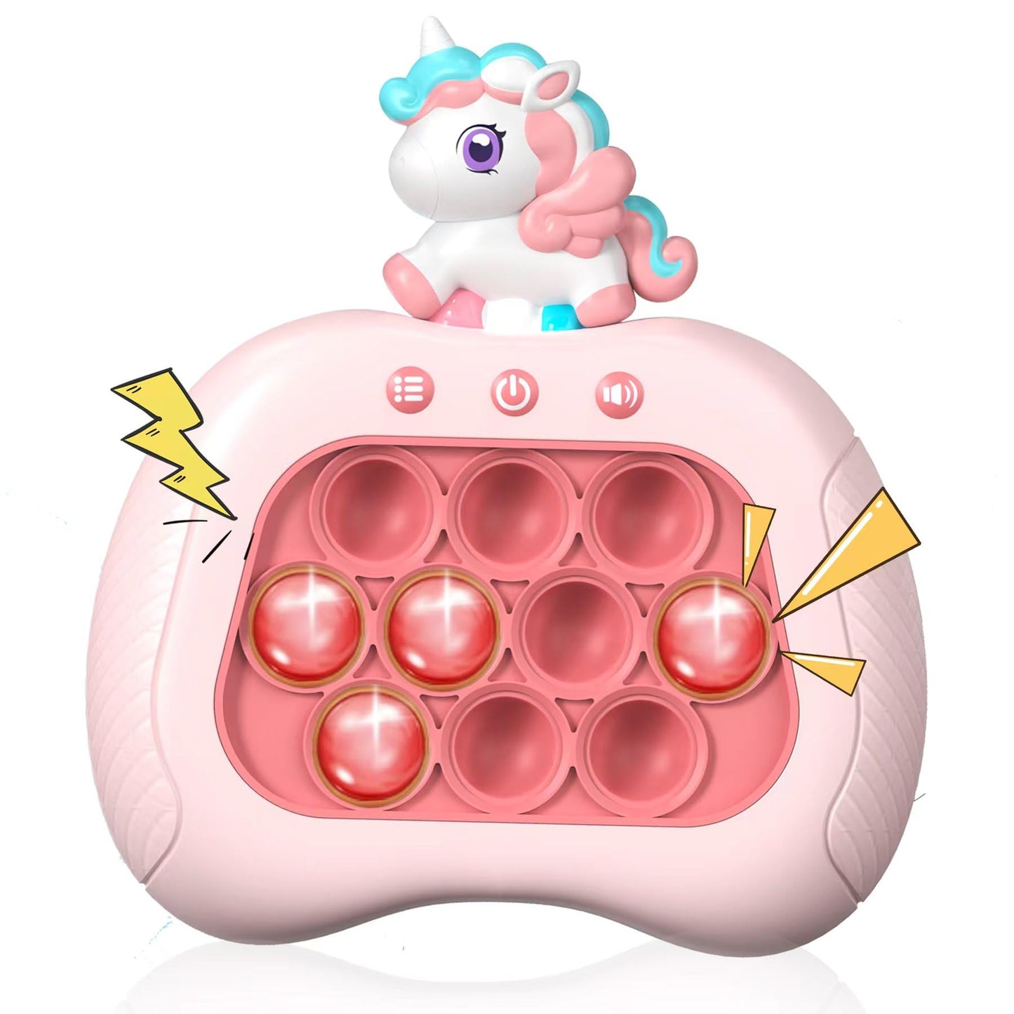 Valentine'S Day Unicorn Pop Push Game Toy For Kids,Unicorn Quick Fast Push Pop Puzzle Handheld Game Light Up Fidget Toy,Funny Po