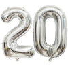 LHOAVWE 40 Inch Silver 20 Number Balloons - Aluminum Birthday Party Decorations, 20th Anniversary Supplies