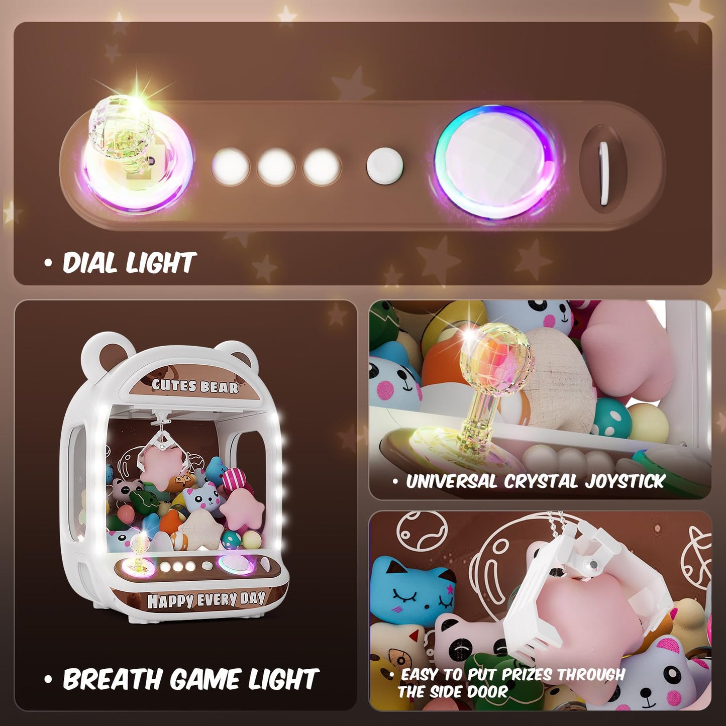 Skirfy Claw Machines For Kids,Unicorns Toys For Girls Age 6+,Arcade Games Mini Vending Machine With Squishy Fidget Toys,Candy Ma