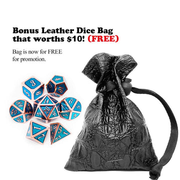 Haxtec Metal DND Dice Set Heavy D&D Dice for Dungeons and Dragons Pathfinder Roleplaying Table Games-Enamel Dice Copper Blue