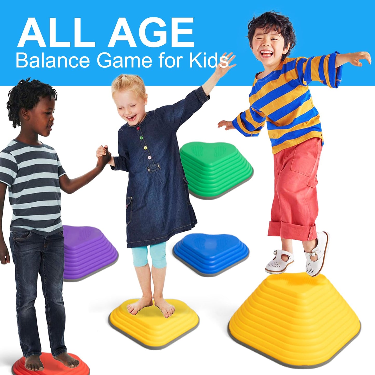 Gentle Monster Heart-Shaped Stepping Stones For Kids, 11 Pcs Non-Slip Balance River Stone, Toddler Sensory Stepping Stones For Promoting Toddler'S Balance & Coordination Skills Ages 3 4 5 6 7 8 Years