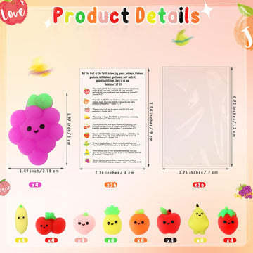Fuyoooo 45 Sets Christian Fruit of The Spirit Gifts Bulk Mini Fruit Squeeze Religious Bible Verse Spiritual Cards for Students Church Sunday School Classroom Reward