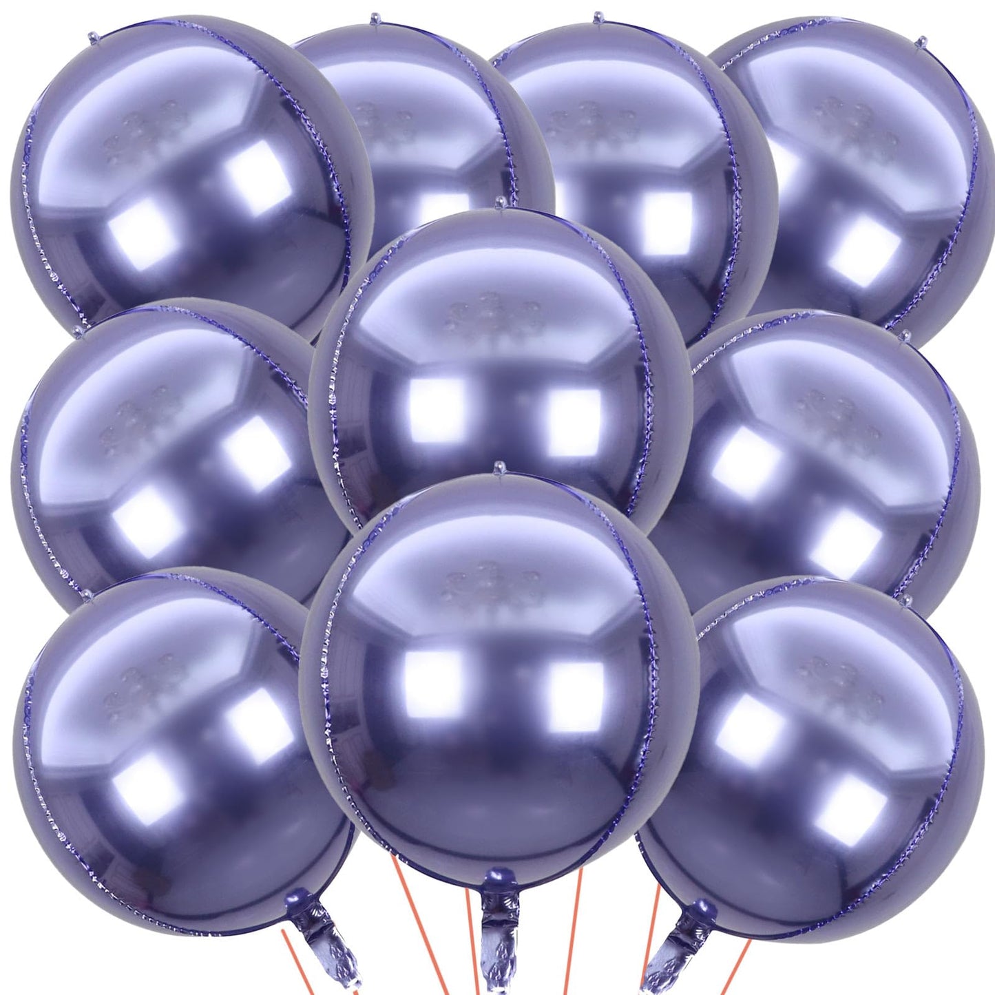 Kalor 22 Inch Purple Mylar Balloons, 10 Pcs Large 4D Giant Round Foil Balloon Big Mirror Metallic Balloons For Birthday Party Baby Shower Gender Reveal Supplies