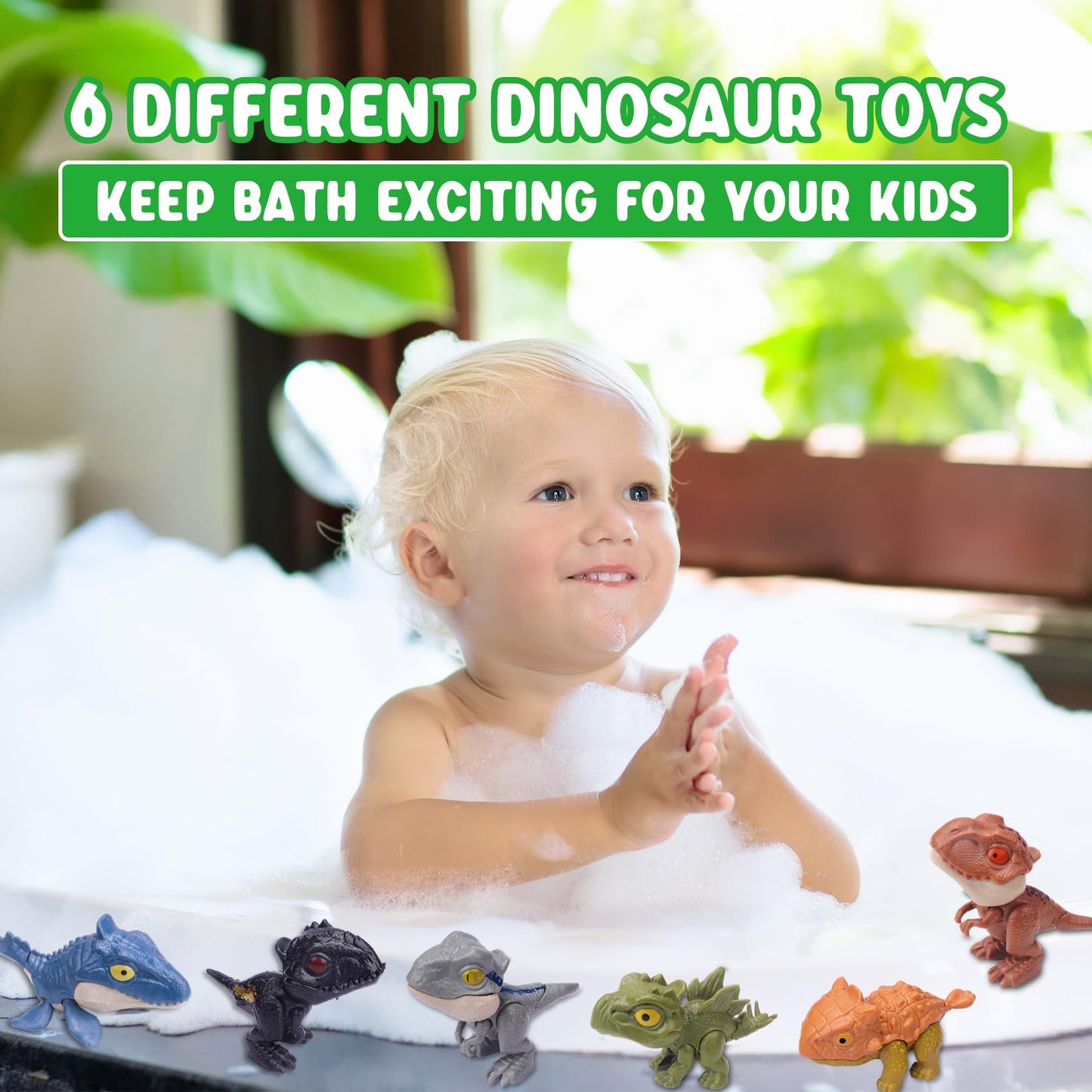 Auksky 6 Pack Dinosaur Action Figures With Movable Mouths, Fun Snap Squad Dino Toys For Kids 3 And Up, Dinosaur Figure Chomp Toy