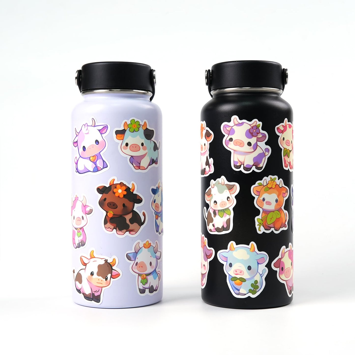 Aowplc Cute Cow Stickers | 50 Pcs Kawaii Rainbow Cow Stickers | Waterproof Vinyl Decals For Water Bottles Laptops