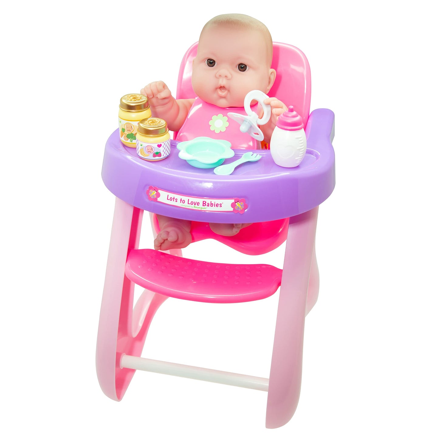 Jc Toys - 14' Lots To Love Babies Doll And High Chair | Feeding Gift Set And Accessories | Posable & Waterproof | Ages 2+, Pink