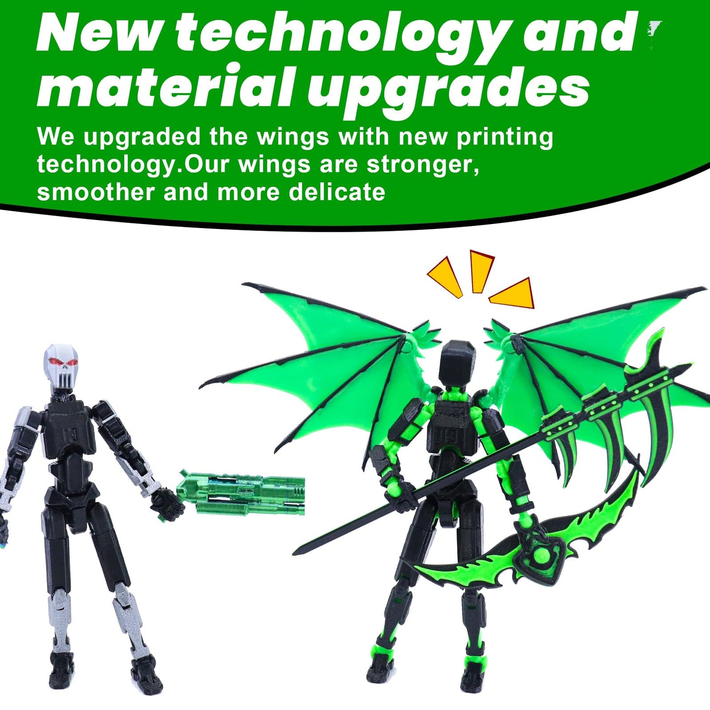 Migess Titan 13 Robot Action Figure,Dummy 13,Articulated Robot With Demon Wings, 3D Printed Robo 13 Action Figure Articulated (B