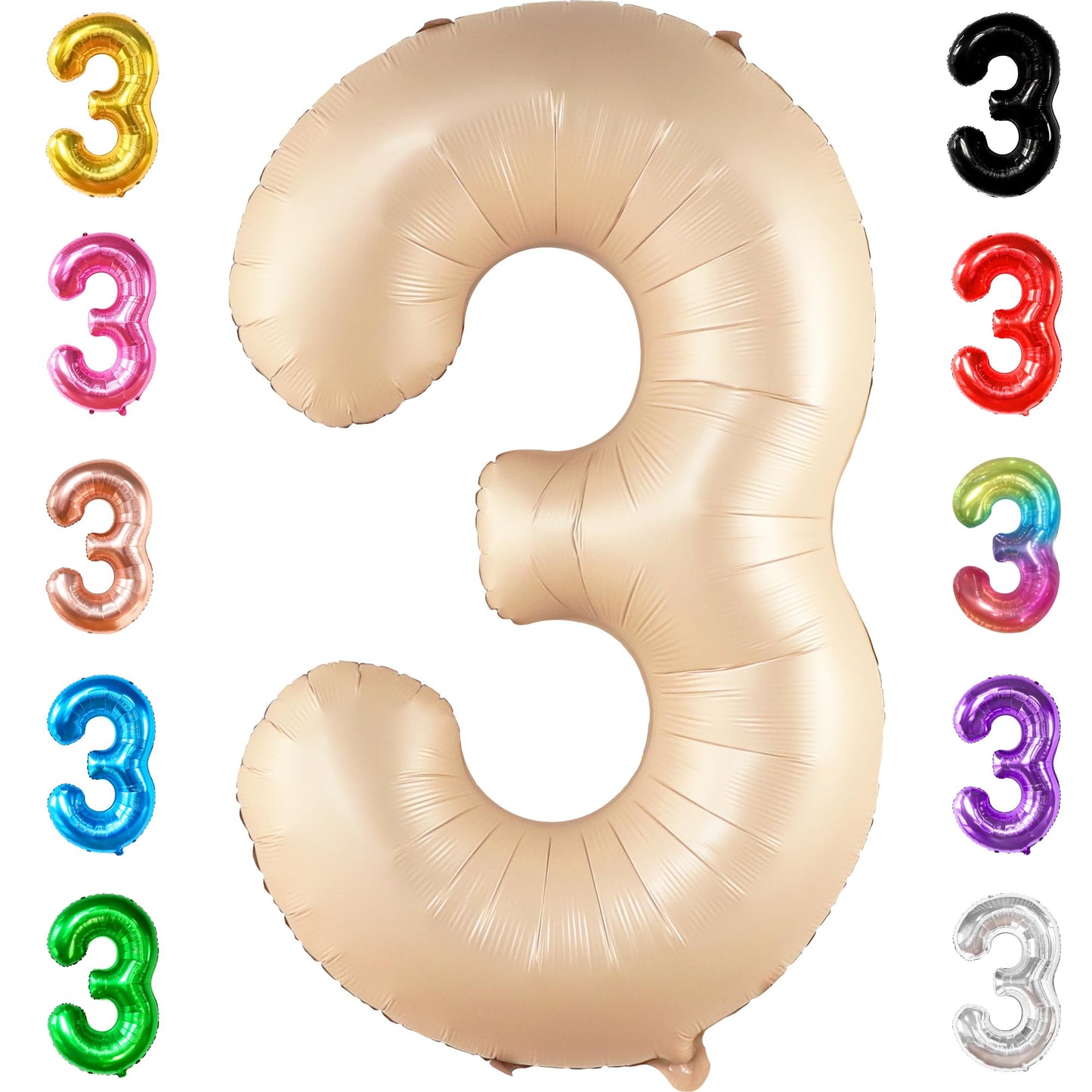 Katchon, Giant, Number 3 Balloon Caramel - 40 Inch | Number Three Balloon, 3Rd Birthday Party Decorations | 3Rd Birthday Balloon, 3Rd Birthday Decorations For Girls | 3 Year Old Birthday Decorations