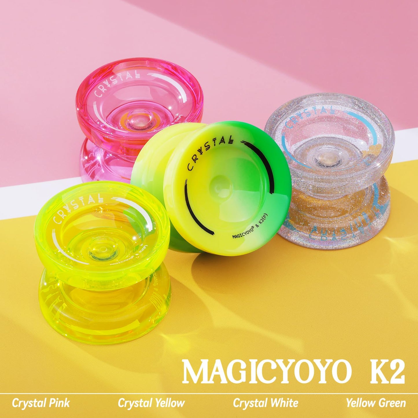 Magicyoyo K2 Responsive Yoyo For Kids, Professional Yoyo For Beginner, Dual Purpose Yo-Yo Replacement Unresponsive Bearing For Adults/Advanced+12 Yo Yo Strings+Bearing Remover (Yellow Green Gradient)