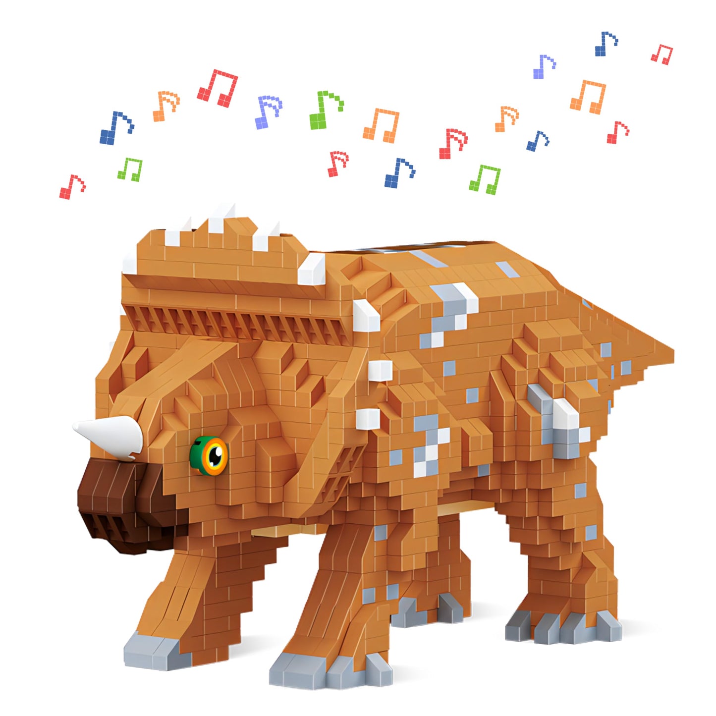ConLinktion Tyrannosaurus Rex Building Set Toys, 832Pcs, with Original Scene Music, Gifts for Adults and Children. (Triceratops