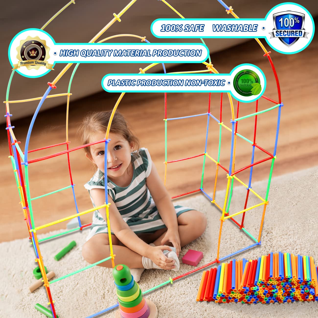 Straw Constructor Toys Stem Building Toys 600Pcs Straw Toy Interlocking Plastic Toys Engineering Toys Thin Tube Blocks Toy Educa