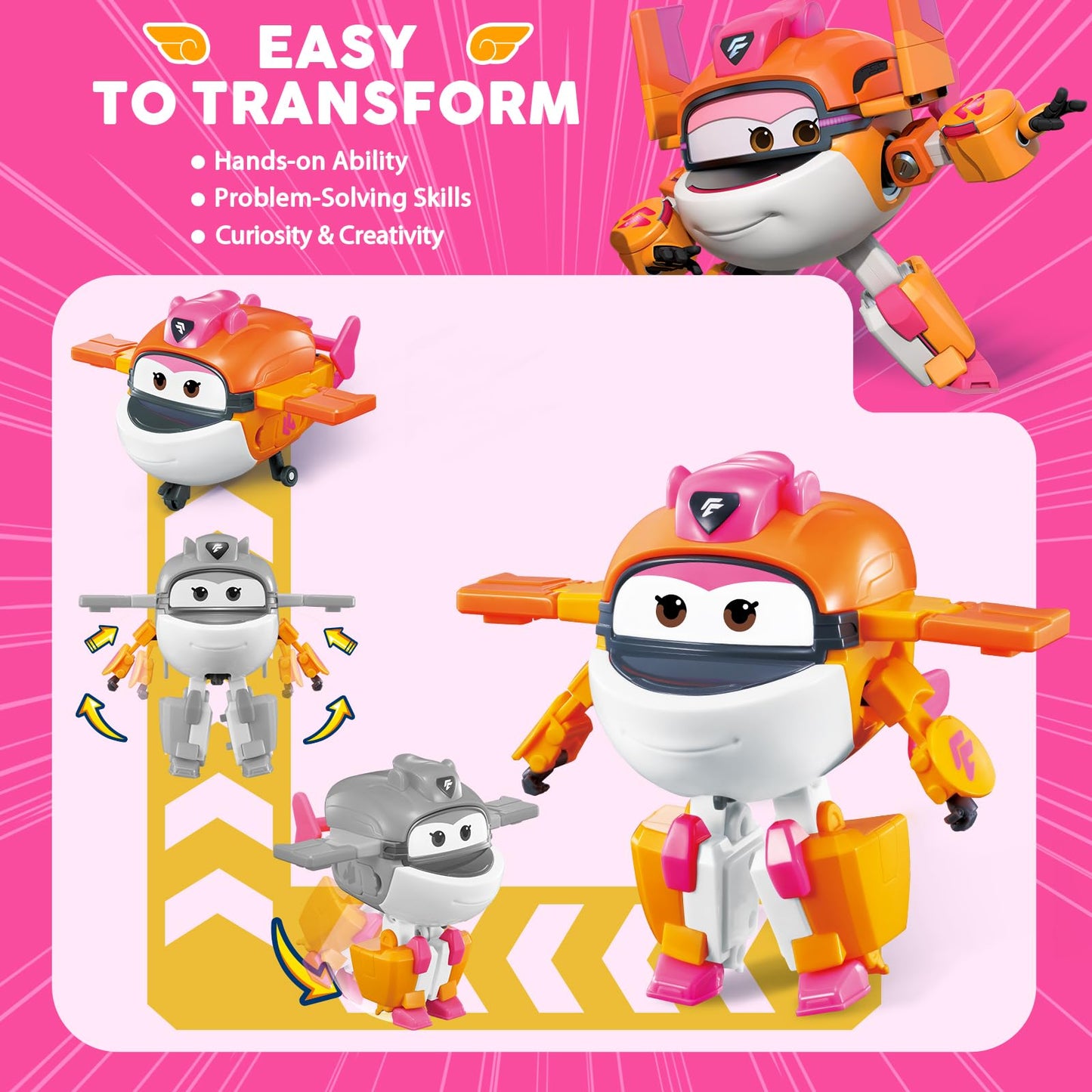 Super Wings Transformable Toys, 5 In Tiki Airplane Transforming Figures Toys, 2 In 1 Mode Rescue Bots Action Figure Toys For 3-5