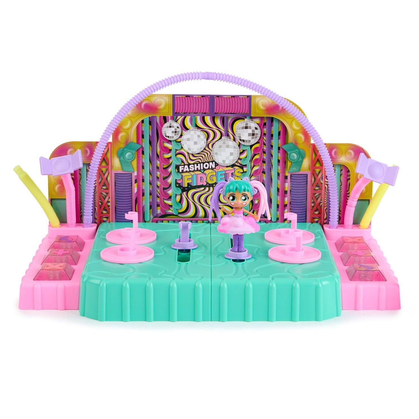 Fashion Fidgets Fashion Show Playset, 2-In-1 Runway And Trading Board With Exclusive Doll
