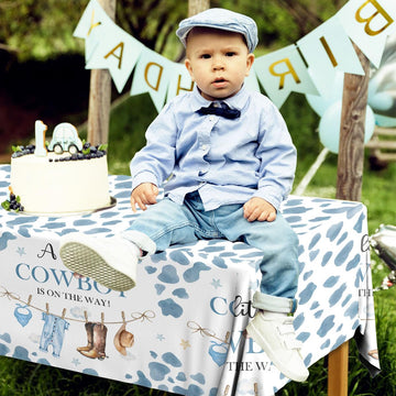 Pymurod Little Cowboy Baby Shower Decorations-3Pcs Western Cowboy Tablecloth Little Cowboy Table Cover For Cowboys Western Theme