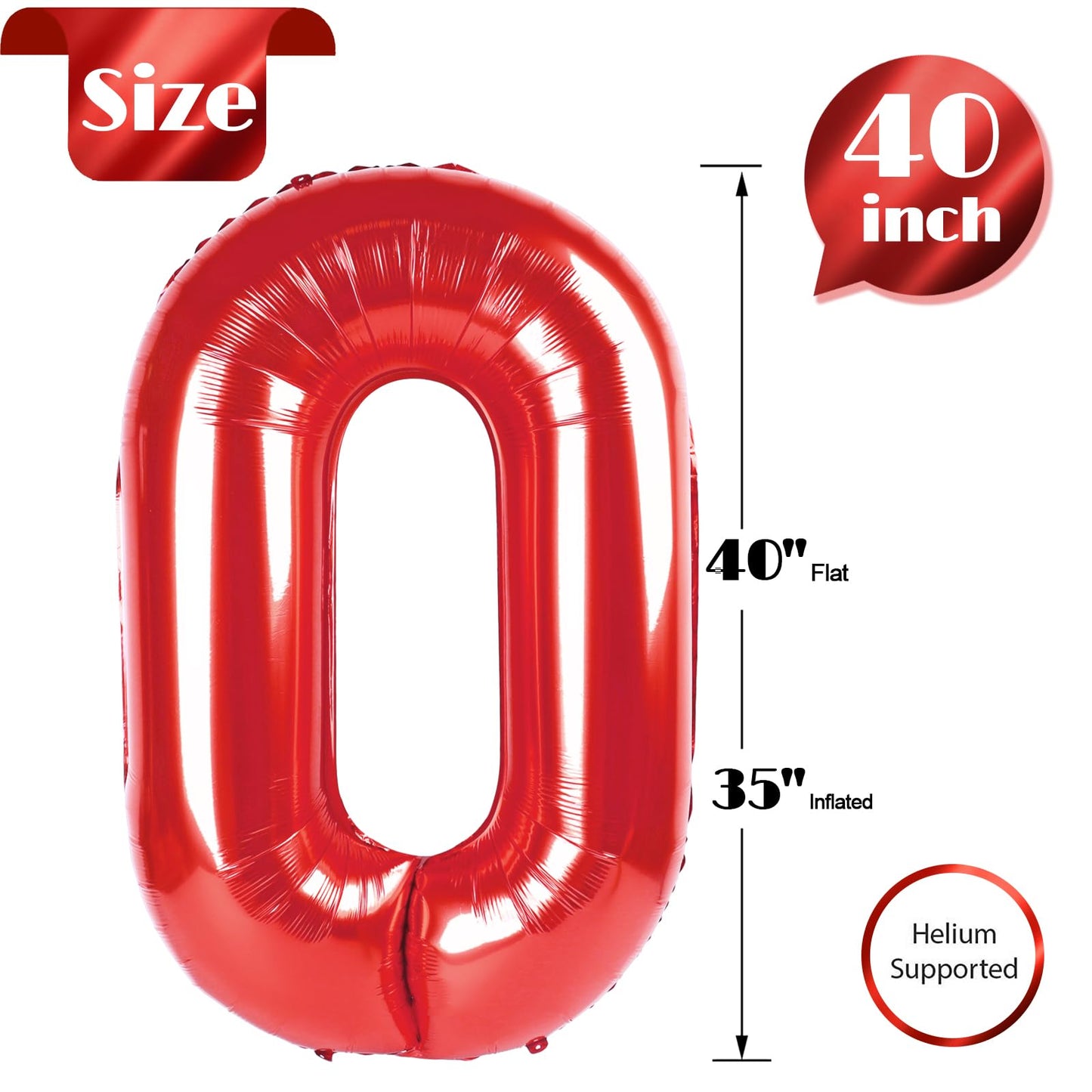 Red Number 0 Balloon 40 Inch, 0 Balloon Numberfor 10Th 20Th 30Th 40Th 50Th 60Th Birthday Decorations, Red Party Supplies For Men