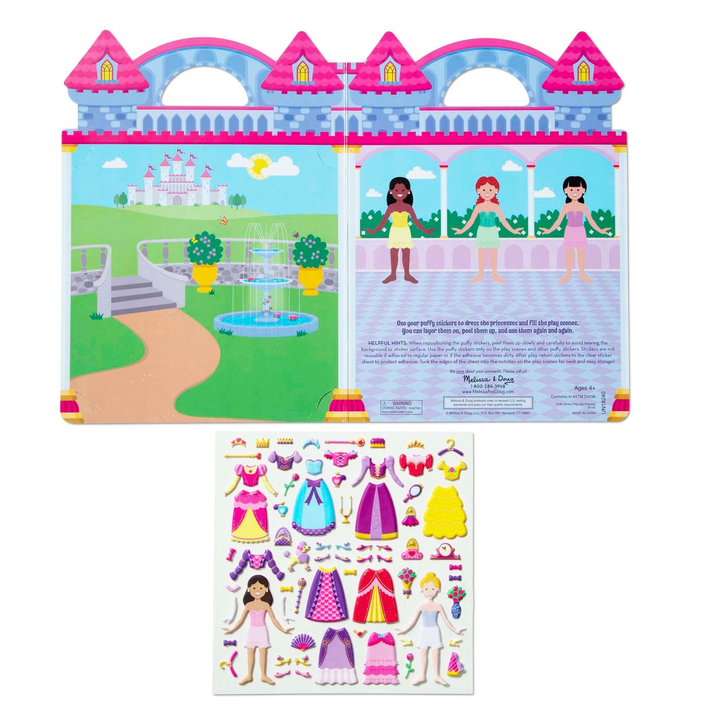 Melissa & Doug Puffy Sticker Set: Princess - 67 Reusable Stickers - FSC Certified