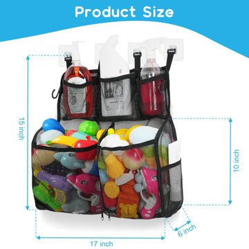 Docmon Bath Toy Storage, 2 Layers Large Capacity Bath Toy Holder For Bathtub, Quick Dry Bath Toy Organizer With Buttom Zipper, B