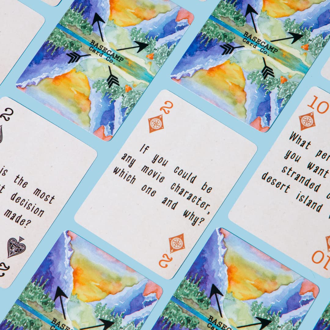 Basecamp Cards: Original Edition Conversation Starters - 52+2 Family Friendly Unique Questions - Family Conversation Cards - Playing Cards - Fun Family Activity