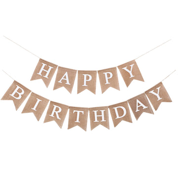 Irenare 4 Pieces Happy Birthday Banner Colorful Birthday Party Decor Rainbow Birthday Felt Garland Banner Rainbow Birthday Party Decorations Supplies(Linen)