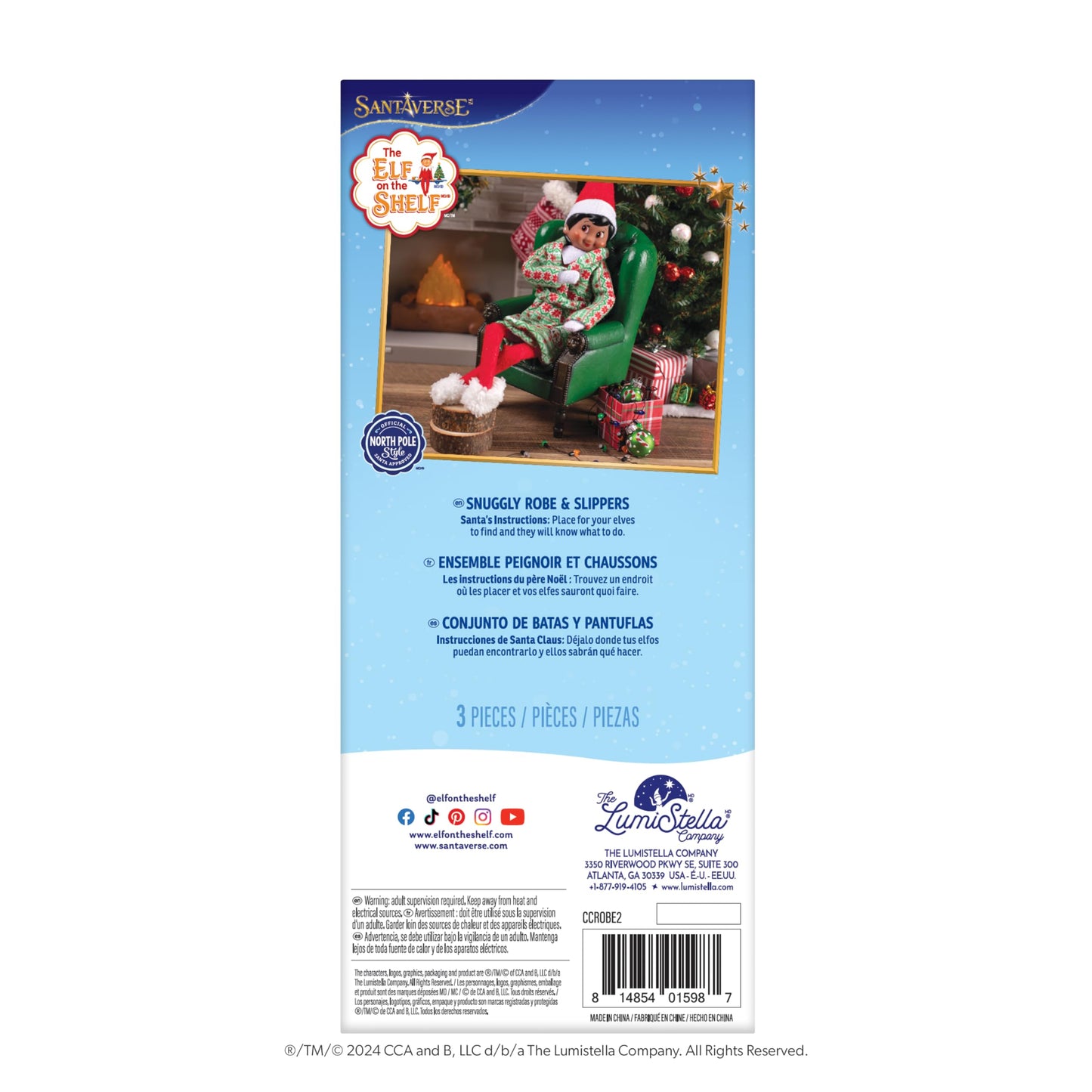 The Elf On The Shelf Claus Couture Snuggly Robe And Slippers Set - Cozy Holiday Robe And Slippers For Your Scout Elf - Includes