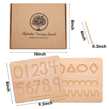 Jetmhh My First Learn To Write Wooden Number Tracing Board Preschool Handwriting Practice For Kids Age 3 4 5 Double-Sided Learni