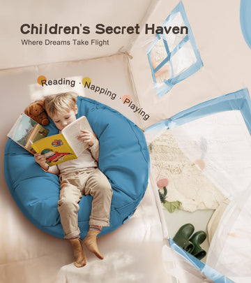 Play Tent with Mat, Star Light Large Kids Playhouse with Windows Easy to Wash, Indoor and Outdoor Play Tents for Kids, Little Do