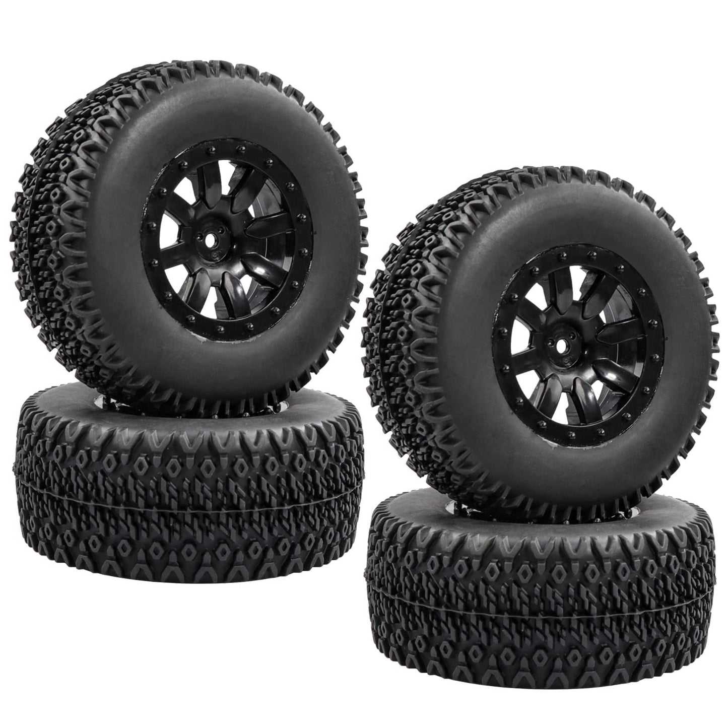 Acekeeps 1/10 Rc Short Course Truck Wheels And Tires Combo (Pre-Glued, Hex 12Mm) For 1/10 Traxxas Slash 2Wd/4Wd Losi Tenacity Re
