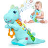 Baby Dino Musical Stuffed Animal Toys For 0-3-6-9-12 Months,Infant Dinosaur Tummy Time Toys With Crinkle Sound Paper,Teether,Tex