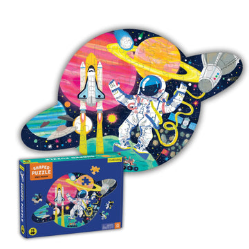 Mudpuppy Space Mission - 75 Piece Unique Saturn Shaped Scene Puzzle With Colorful And Fun Illustrations Of Space Life For Childr