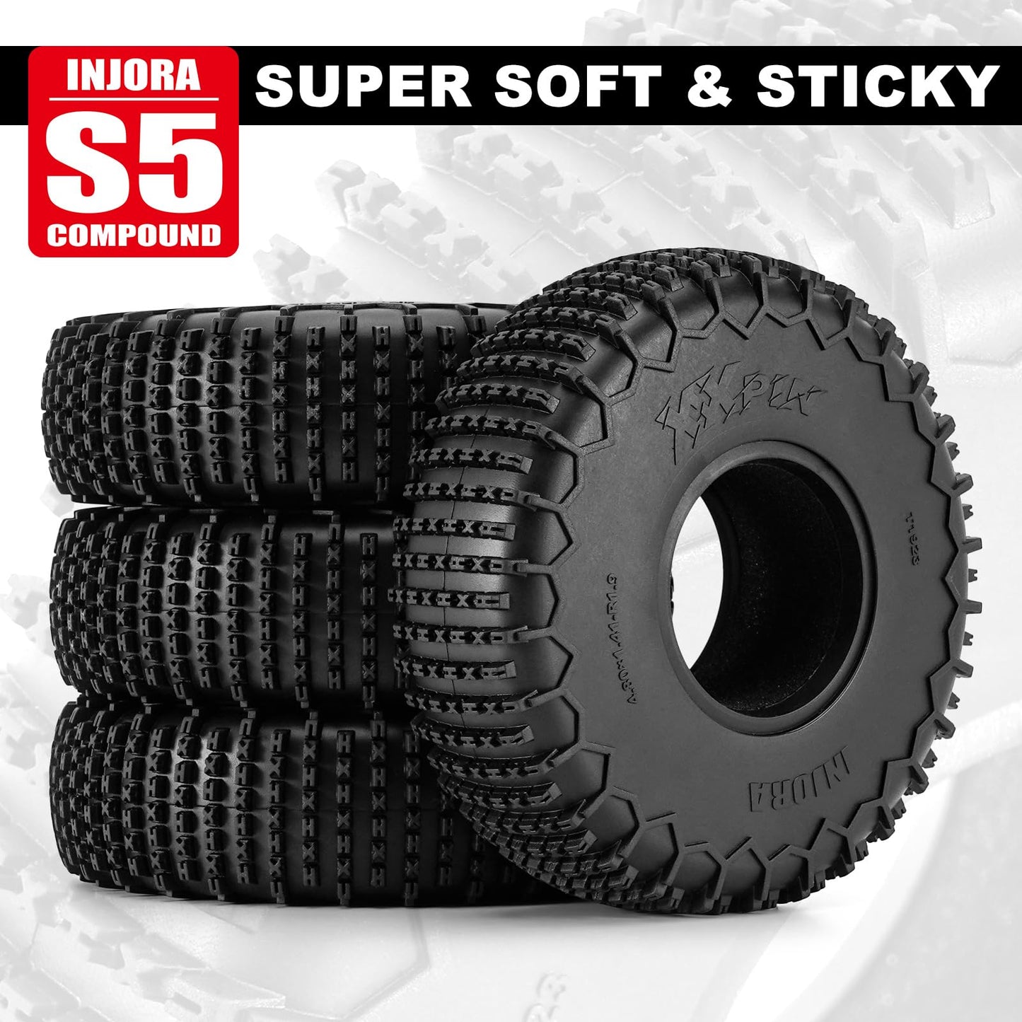 INJORA 1.9'' XHX Pin Tires - S5 122 * 36mm Wheel Tires for SCX10 TRX4 1/10 RC Crawler Car Upgrade
