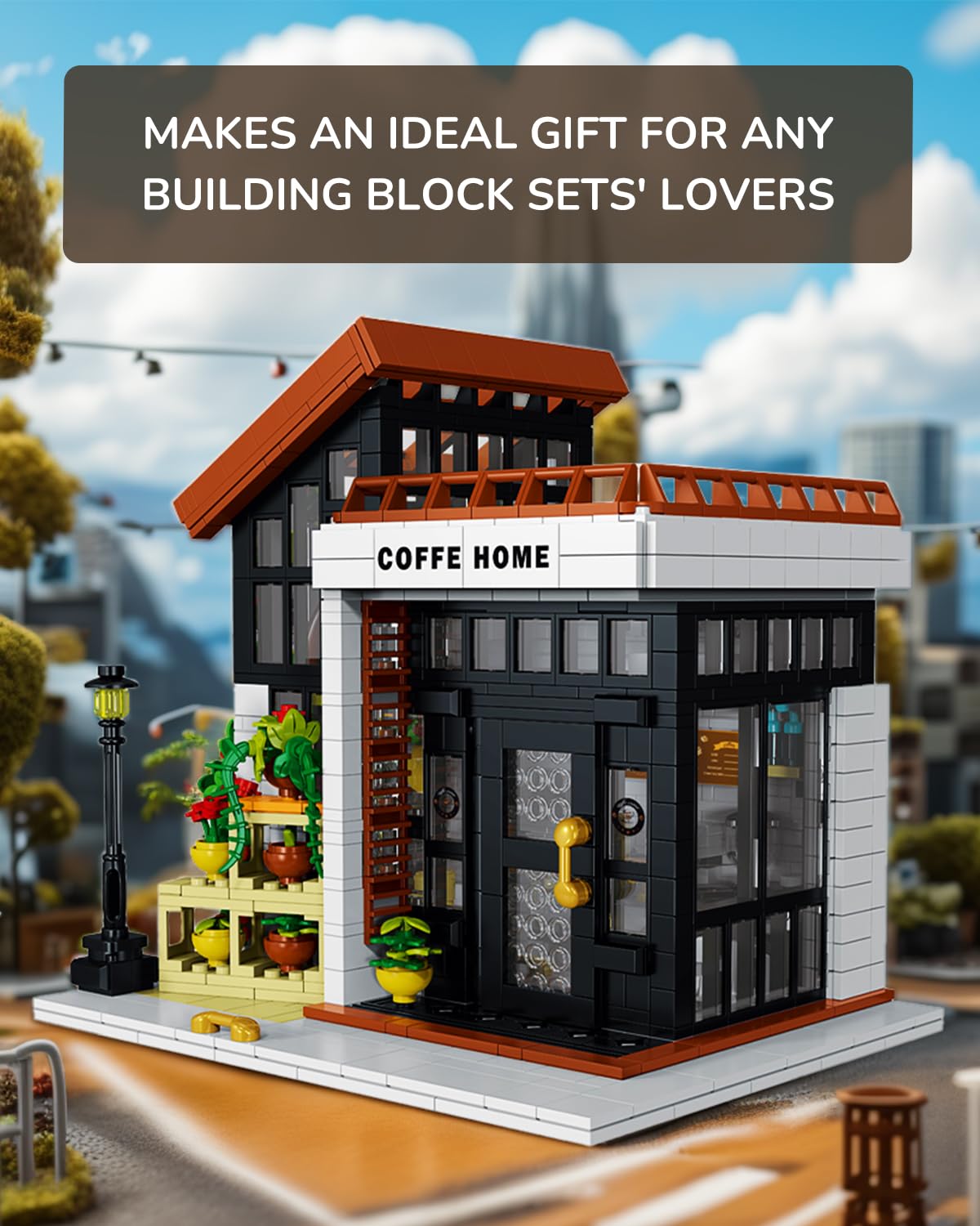 Kimiangel City Coffee Shop Building Kit for Adults, Flowers Botanical City Cafe Architecture Building Sets, Model Building Block