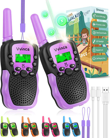 Vvinca Walkie Talkies For Kids, Rechargeable Walkie Talkie Toy Gift For 3-12 Year Old Girl Boy With 22 Channel 2 Way Radio Flash