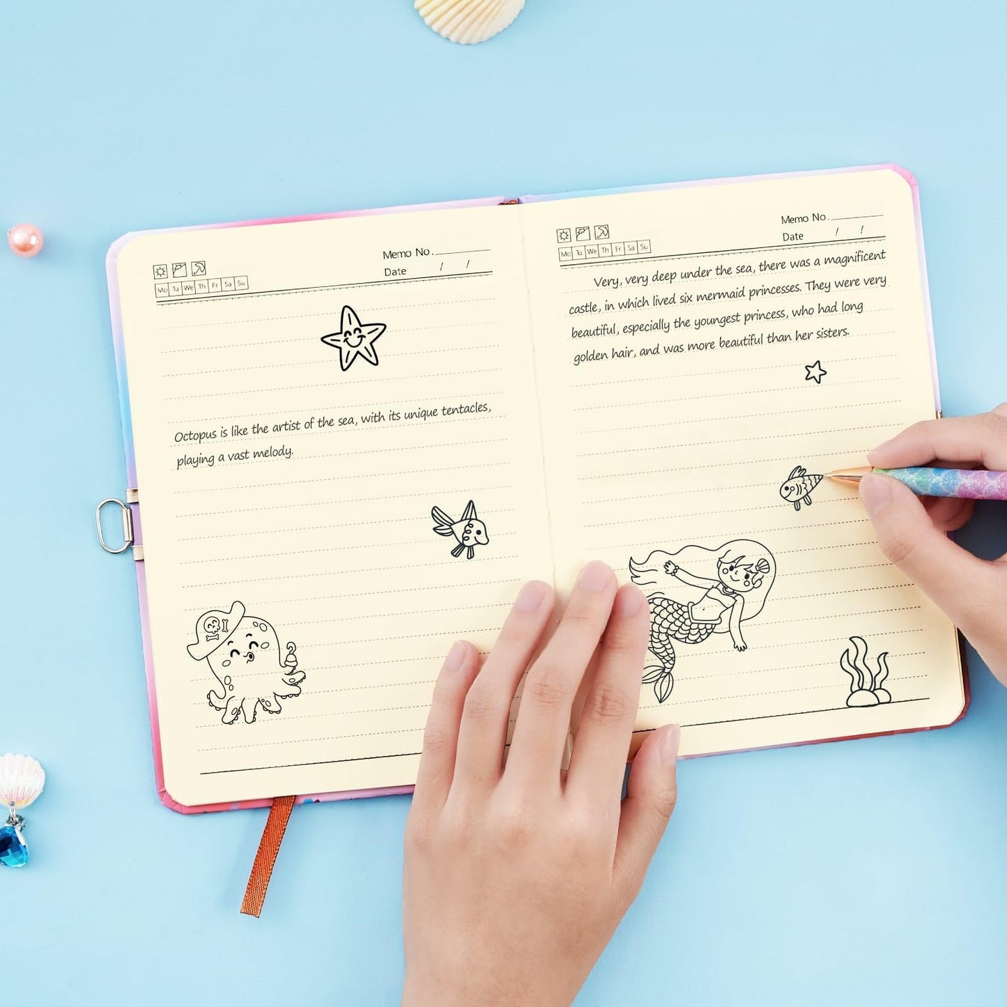 Wernnsai Kids Diary For Girls Mermaid Journal - Kids Gold Foil Journal Girls Mermaid Diary, School Private Diary A5 Lined Memos Writing Drawing Notepad With Lock And Keys, Notebook Birthday Christmas Gift