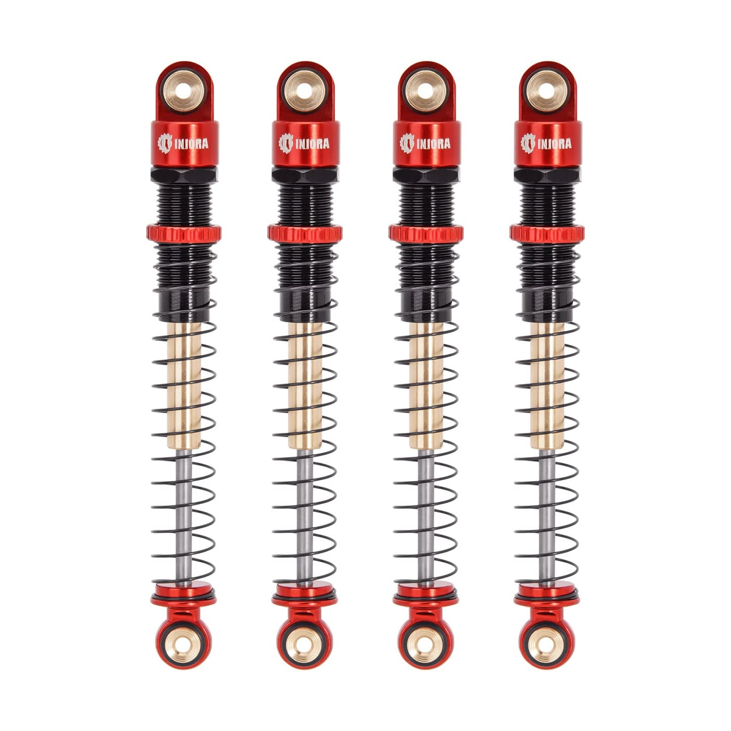 INJORA 51mm Shocks-Long Travel Threaded Double Barrel Damper for Axial AX24 SCX24 Upgrade 1/24 RC Crawler(Red)