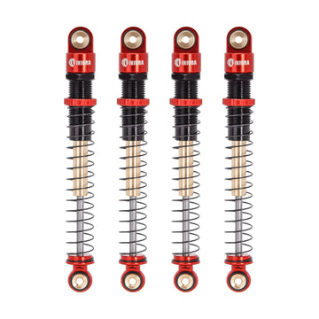 INJORA 51mm Shocks-Long Travel Threaded Double Barrel Damper for Axial AX24 SCX24 Upgrade 1/24 RC Crawler(Red)
