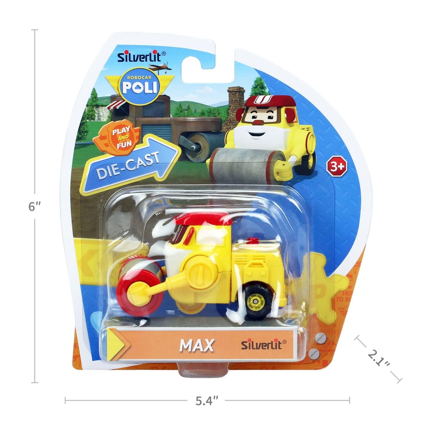 Robocar Poli, Max DIE-CAST Metal Toy Cars, Steamroller Construction Vehicle Toys, Construction Truck Toy Diecast Vehicle Party B