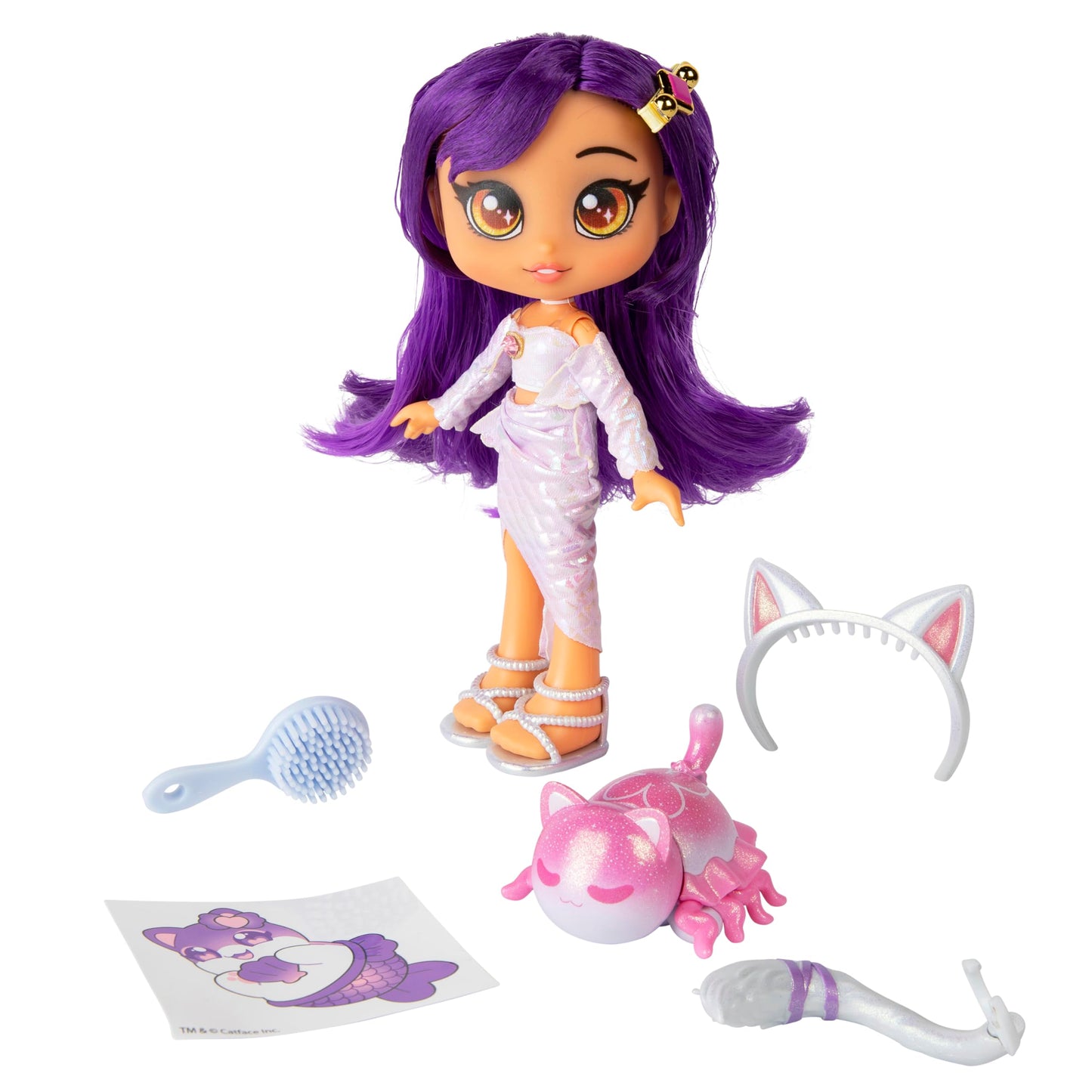 Aphmau Mermaid Fashion Doll with Accessories, 5 Surprise Toys & Glitter MeeMeows Figure – Exclusive Official Merch, Multicolor