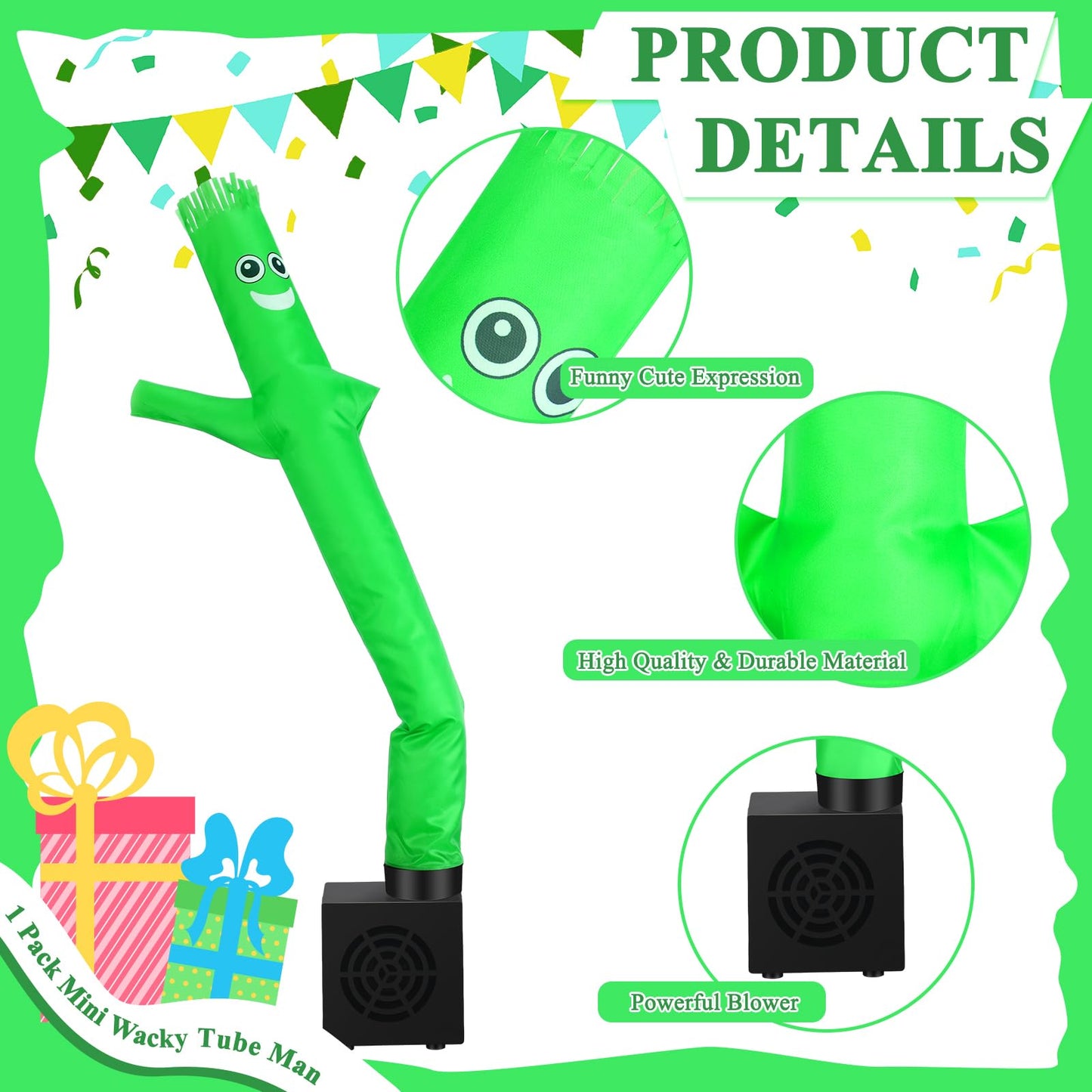Poen Easter Mini Inflatable Tube Man Gag Funny Gift For Kids Wacky Waving Inflatable Tube Guy With Blower Joke Toy Desktop Quirky White Elephant Gift For Table Birthday Party Decor(Smile)