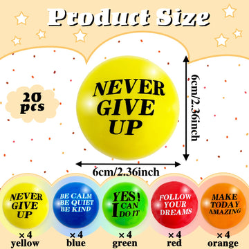 20 Pcs 2.5 Inch Motivational Stress Balls Colorful Foam Balls,Inspirational Stress Relief Balls Hand Exercise Balls For Adults G