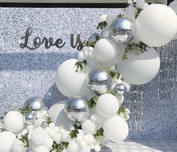 Kalor 10 Pcs 22 Inch White Mylar Balloons, Large 4D Giant Round Foil Balloon Big Mirror Metallic Balloons For Birthday Party Baby Shower Gender Reveal Supplies