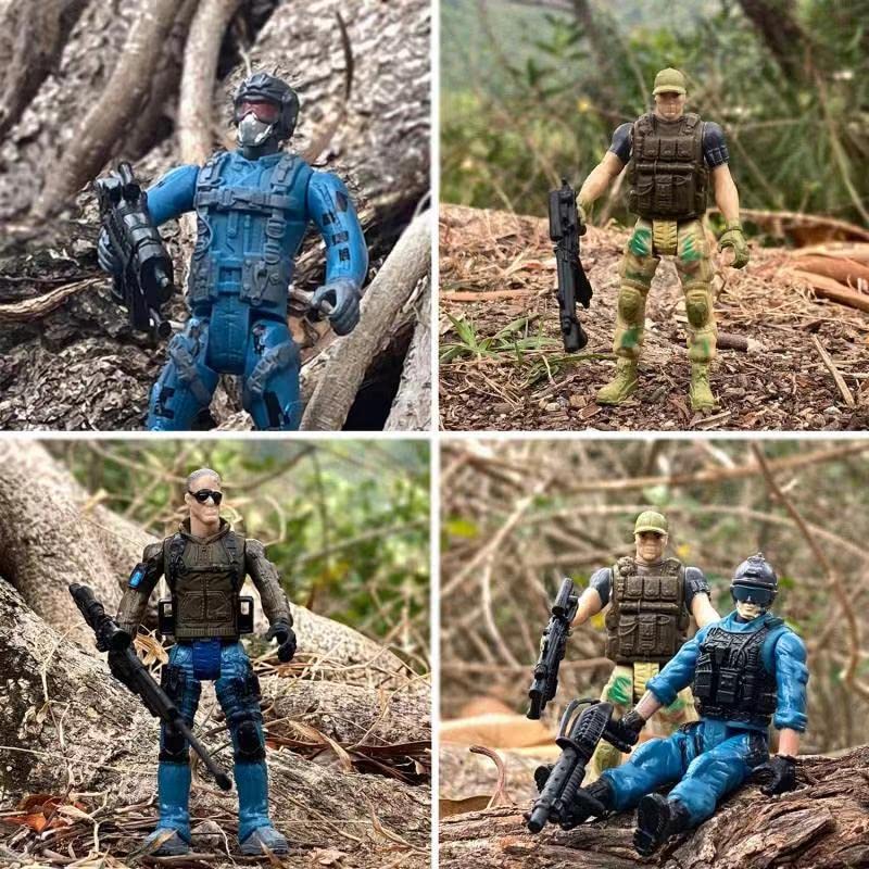 MQSTARSRISE Toy Soldiers Action Figures 6 Pcs Army Men Action Figure Play Set for Kids US Army Men and SWAT Team Toy with Military Accessories for Kids Toddler Boy