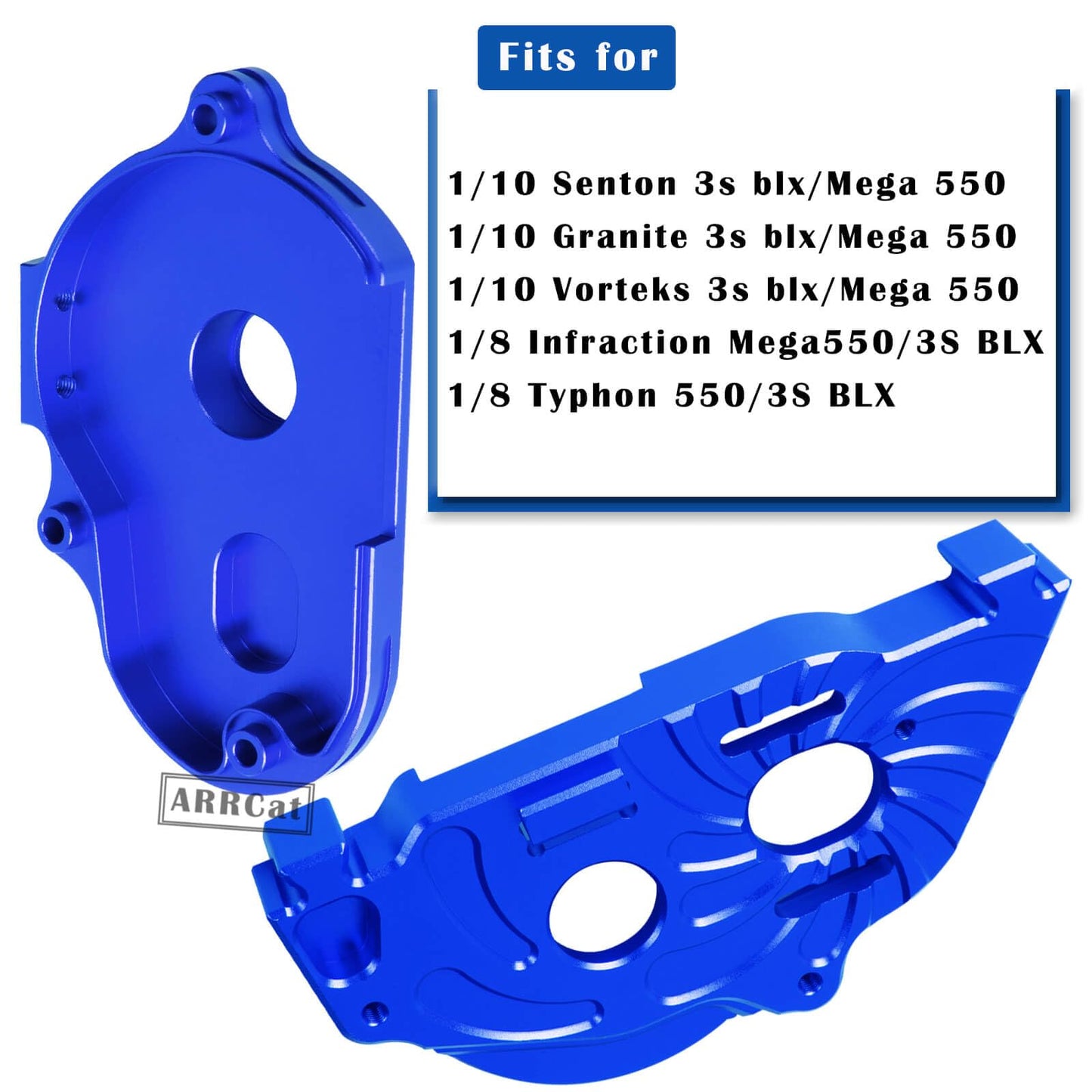 ARRCat Alloy Motor Mount Gear Cover Upgrades for 1/10 Vorteks/Senton/Granite 3s Blx&Mega 550, 1/8 Typhon 3s /Infraction 3s Blx M