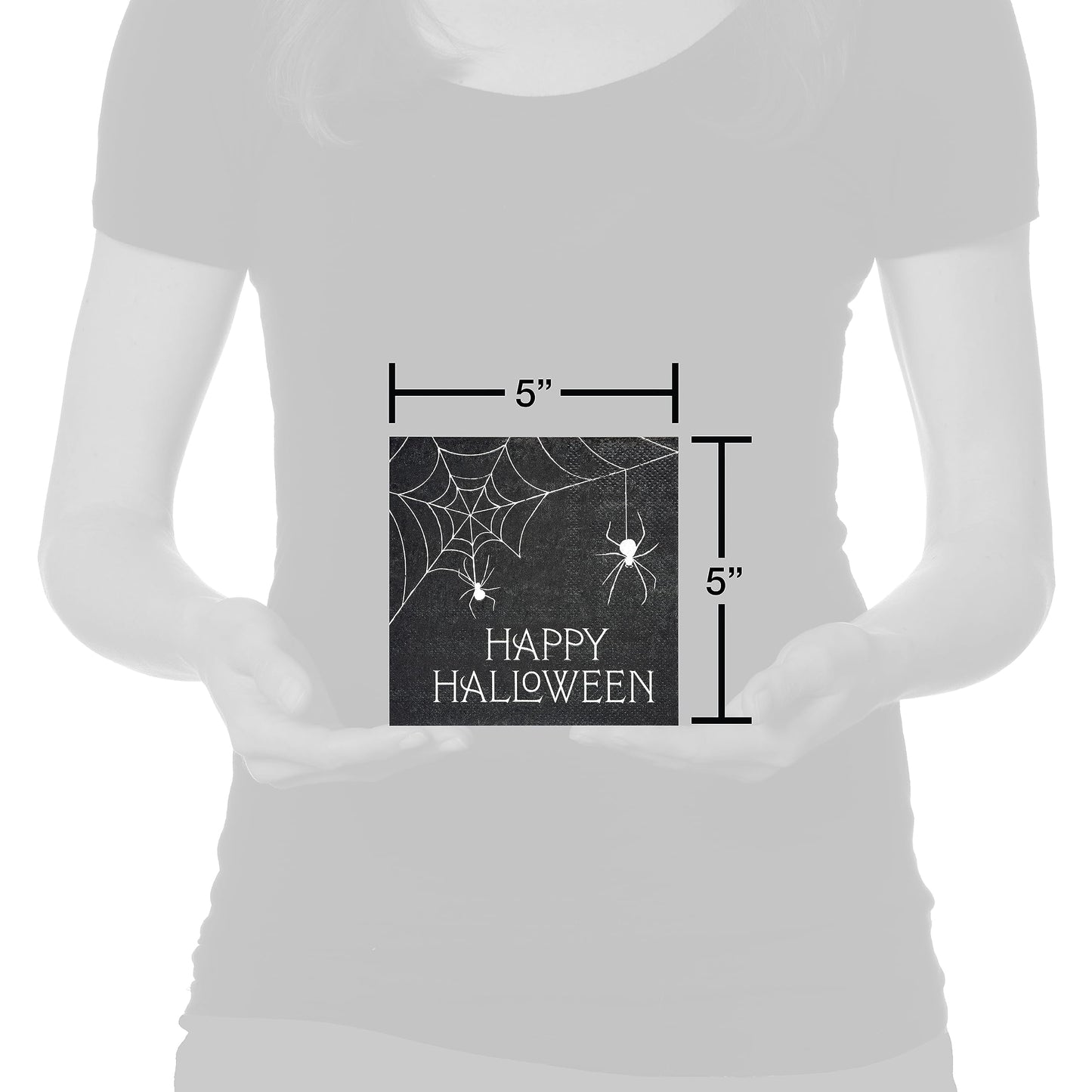 American Greetings 50-Count 5 In. X 5 In. Beverage Napkins, Spiderweb Halloween Party Supplies