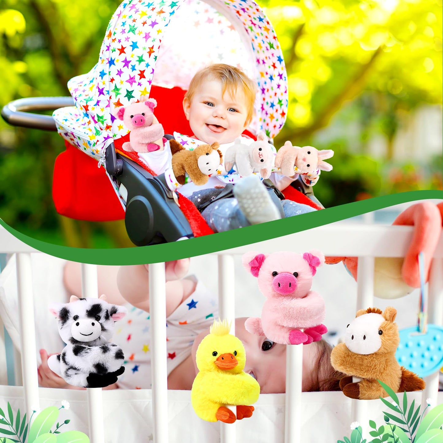 Gemscream 6 Pack Stuffed Animal Slap Bracelets Plush Animal Snap Bracelets Cute Wrist Slap Band Toy Wrist Animals Wrist Pets Sla