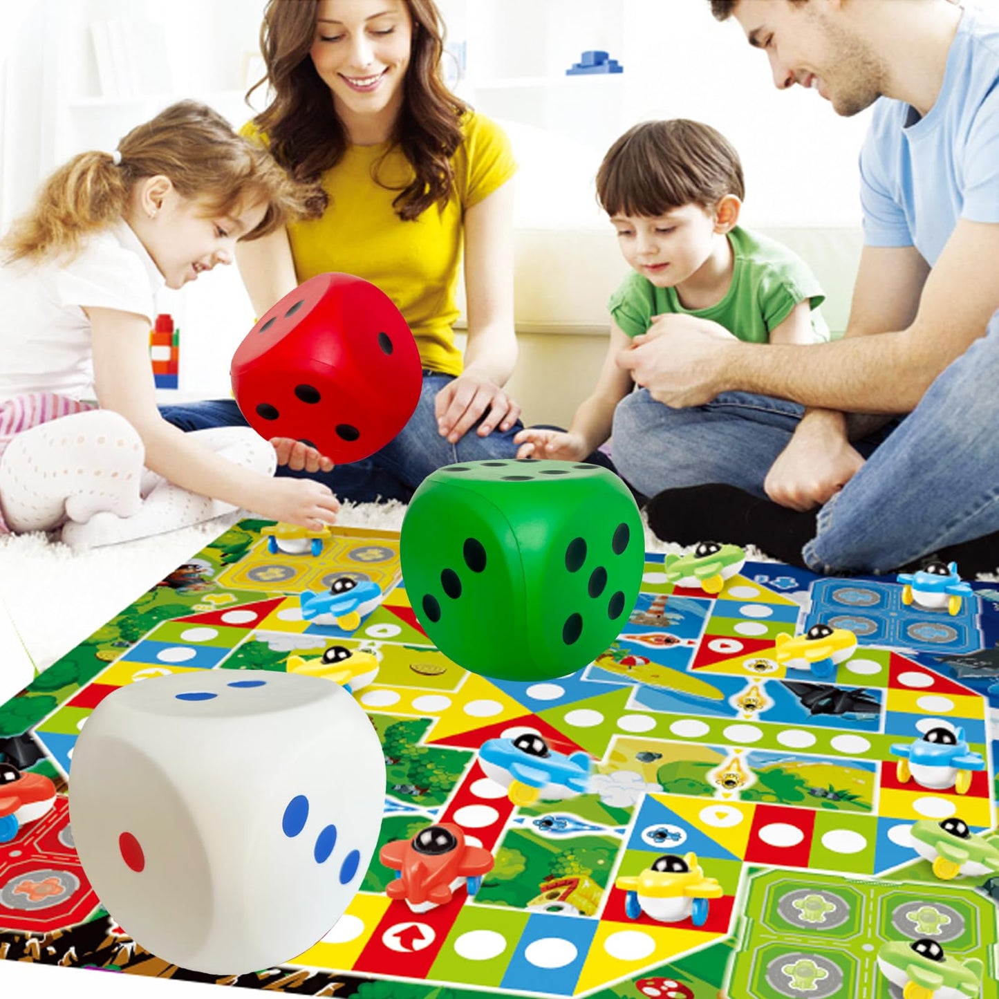 funnysquee Giant 5.9 Inches Kawaii Foam Dice: A Fun-Filled, Educational Toy for Game Nights and Learning Sessions (Lucky White)