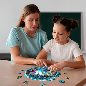 Jigfoxy Wooden Puzzle for mature-themeds 3D Visual Ocean Wooden Jigsaw Puzzles for mature-themed Unique Animal Shape Wood Cut Puzzles Christmas Thanksgiving Gifts for Friends Family (S-8.5 * 8.5in-100pcs)