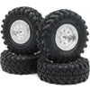 Hobbysoul Adjustable Offset Rc 1.0 Wheels And Tires, 1/24 Tires & Heavy 1.0 Beadlock Wheels Silver For 1:24 Rc Crawler Axial Scx