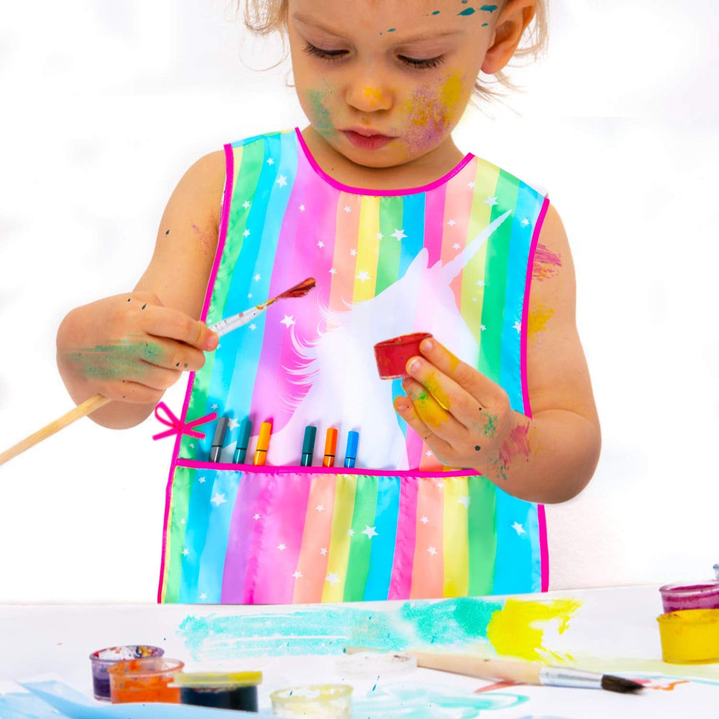 Sylfairy Art Smock For Kids Waterproof Artist Painting Sleeveless Smocks Toddler Painting Apron,Unicorn