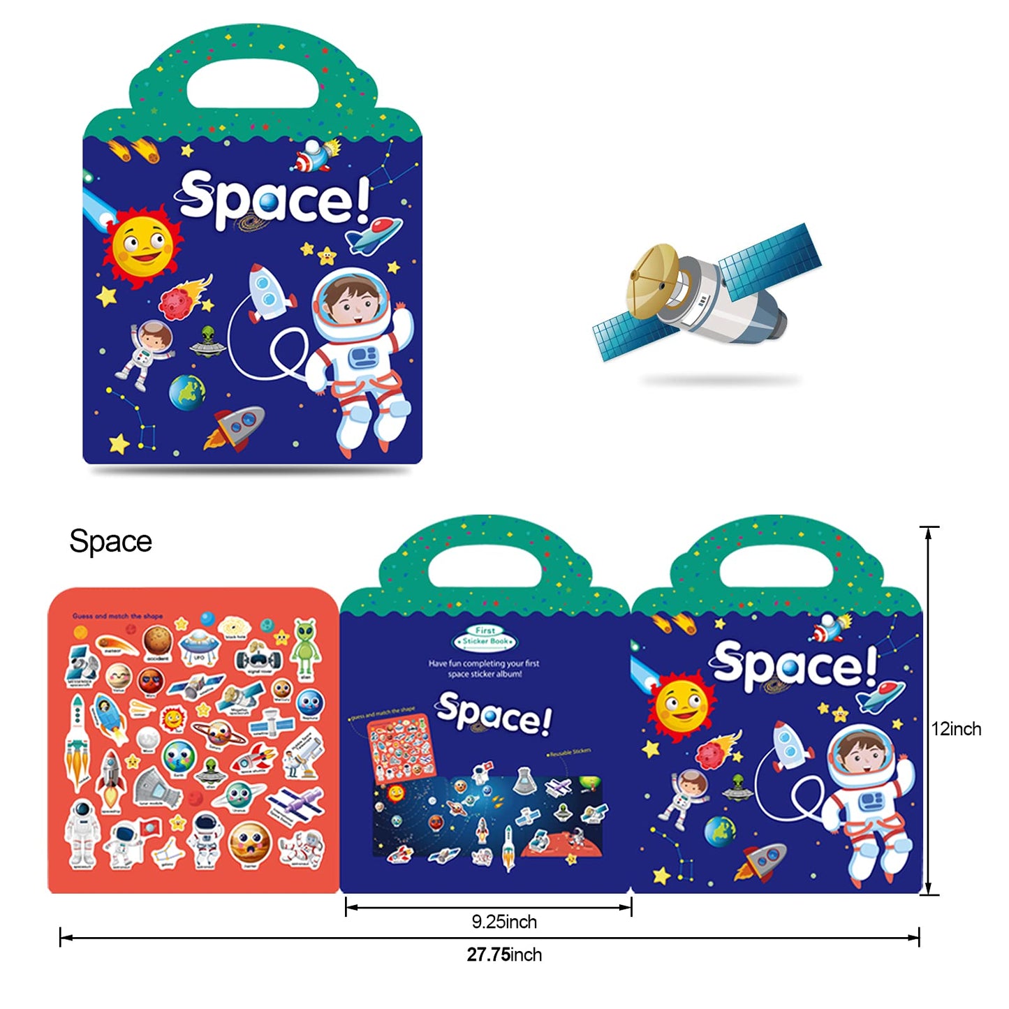 Reusable Sticker Books For Kids, Travel Sticker Learning Toys For Toddlers, Toddler Educational Learning Toys, Gifts For 3 4 5 Year Old Girls Boys, Dinosaur&Space&Ocean Animal