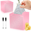 CroBlissful Money Saving Box 4.72 Inches Unbreakable Piggy Bank for Adults with 2 Dry-Erase Pens Cash Savings Challenge Box Two-
